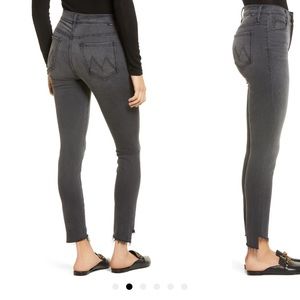 Mother the stunner high rise zip ankle step fray jeans in color Not Guilty